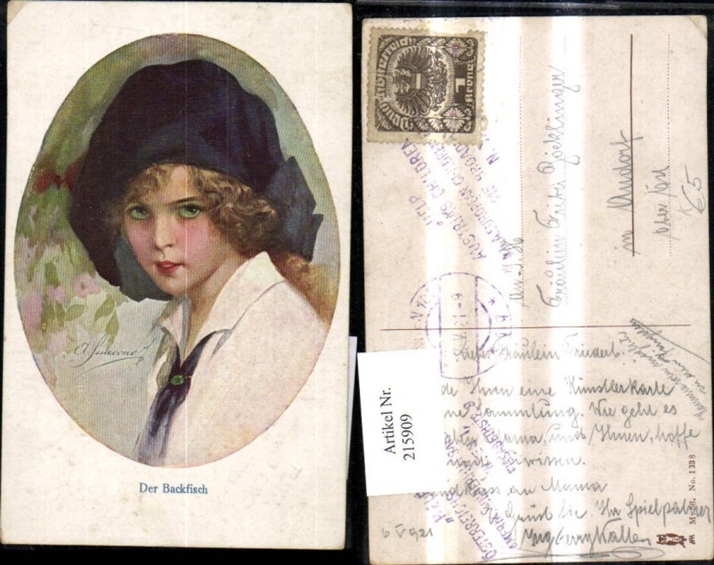 215909,Künstler Ak A. Simeone Frau Portrait Der Backfisch