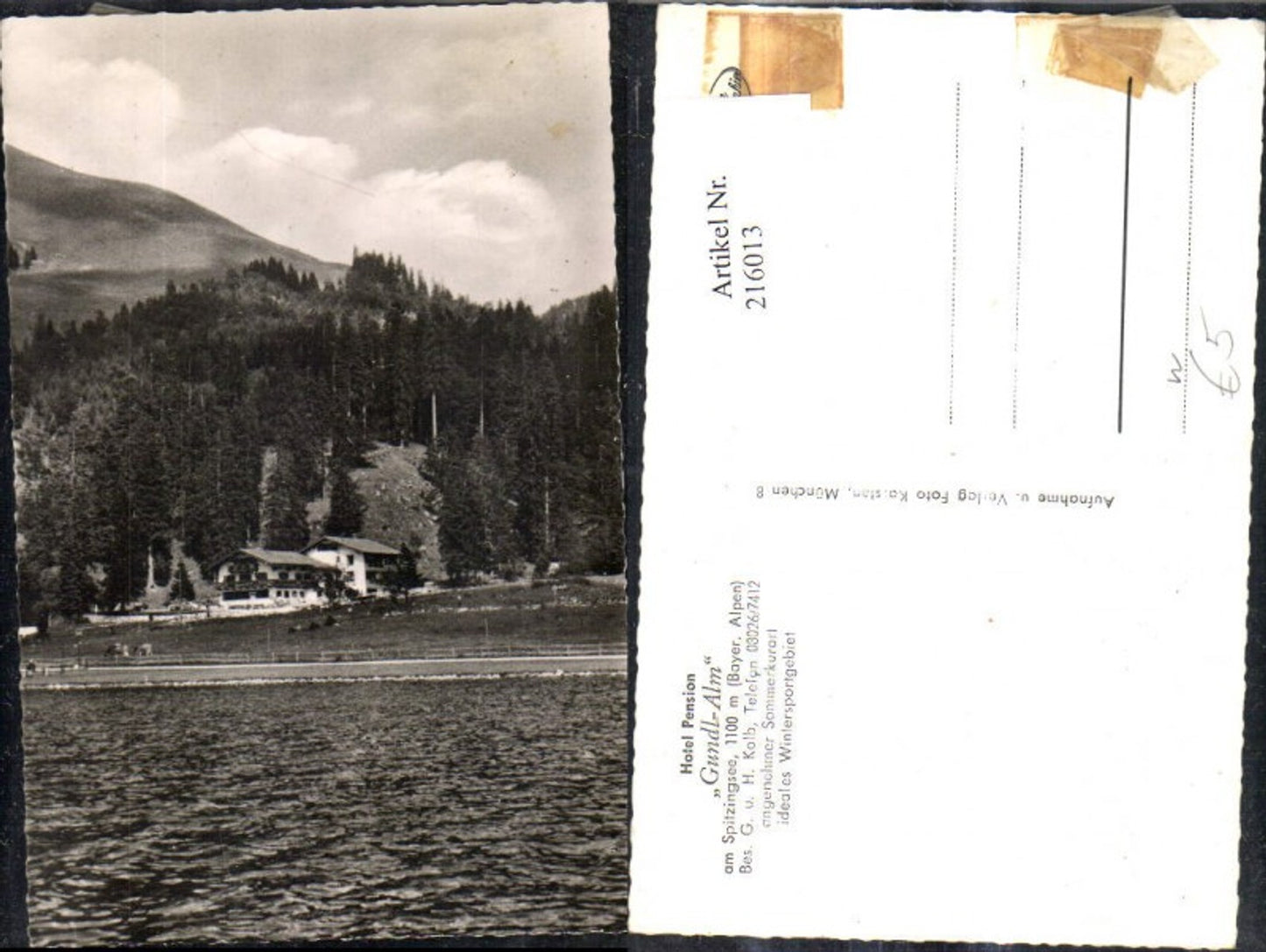 216013,Schliersee Spitzingsee Gundl Alm a. Spitzingsee Hotel Pension Bes. G. u. H. Kolb
