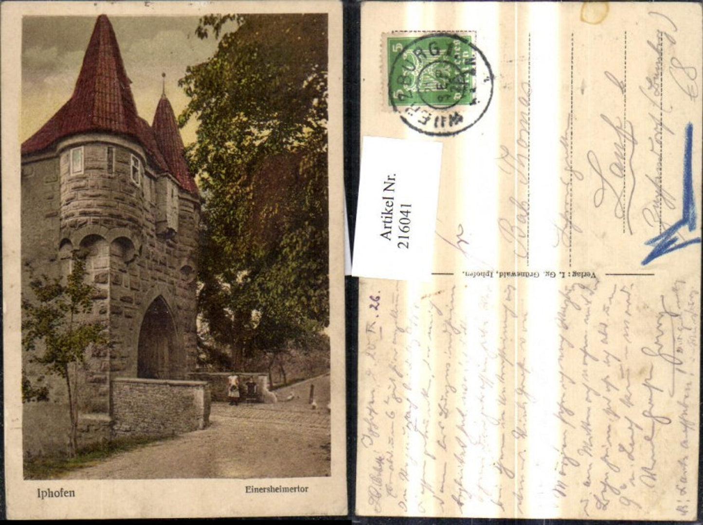216041,Iphofen Einersheimertor 1926