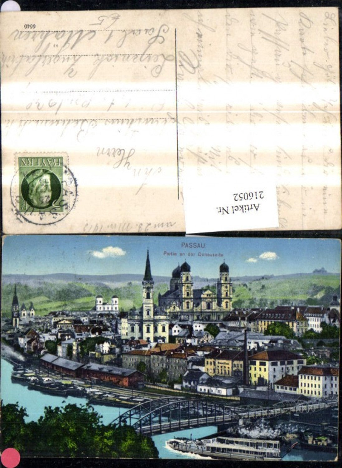 216052,Passau Partie a. d. Donauseite Brücke Schiff Dampfer