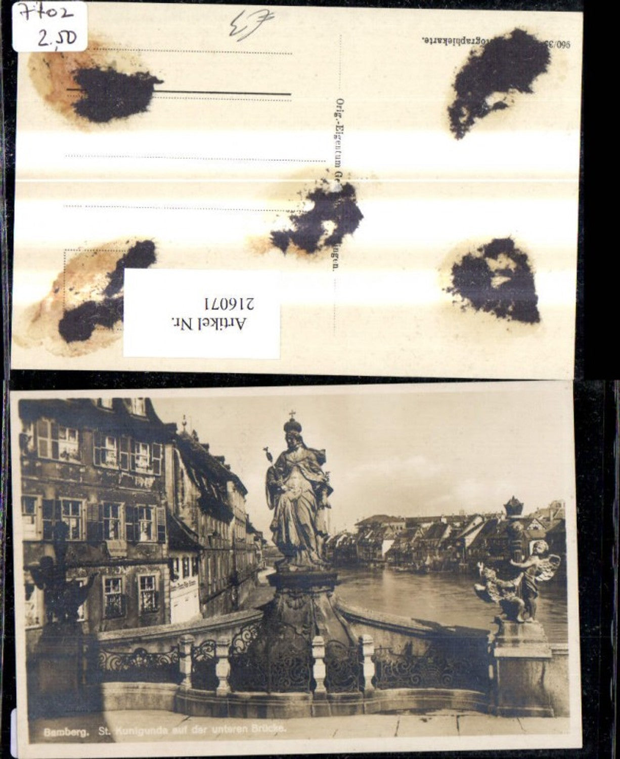 216071,Foto Ak Bamberg St Kunigunda a. d. unteren Brücke Statue