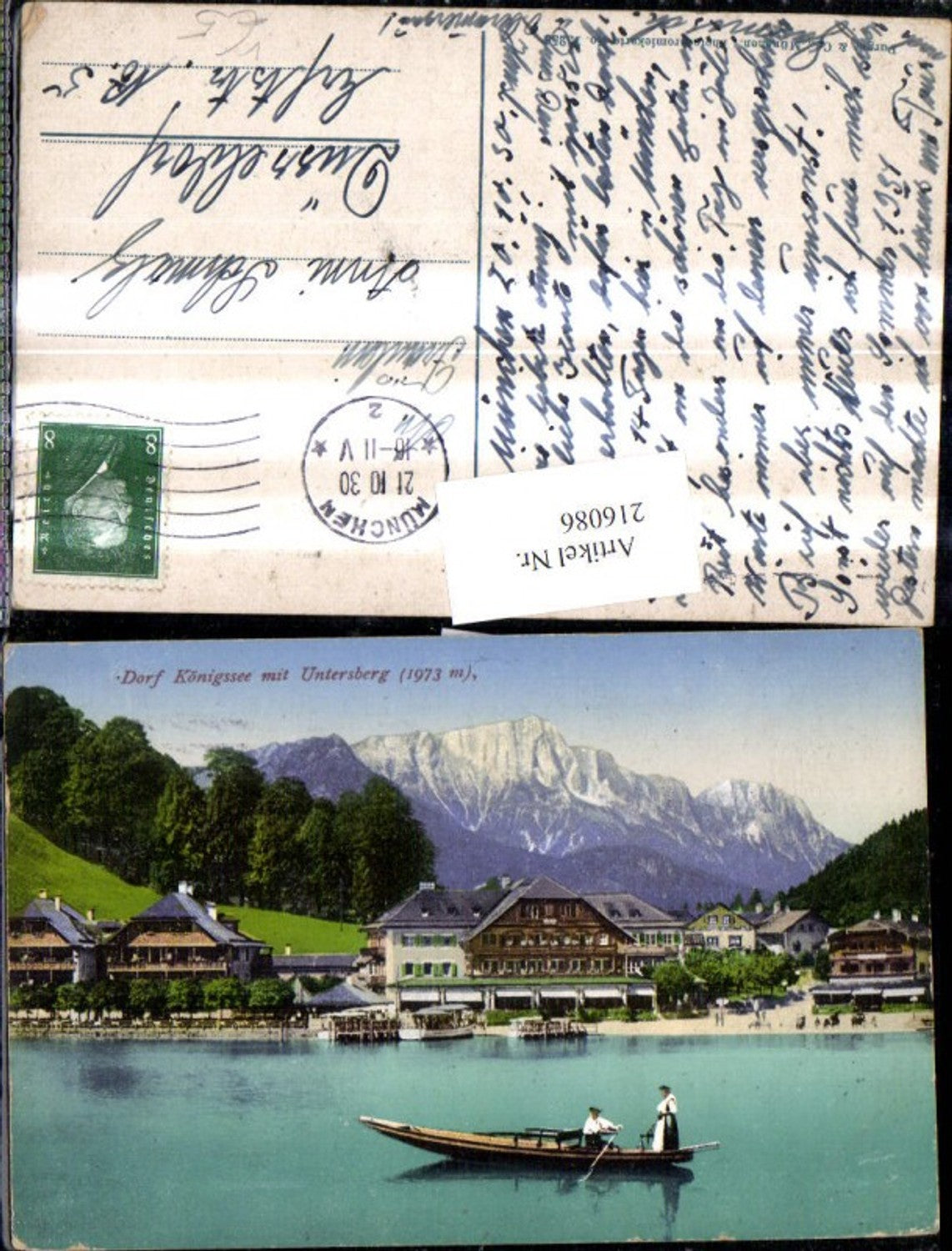216086,Dorf Königssee m. Untersberg Ruderboot Boot pub Purger Co 15258
