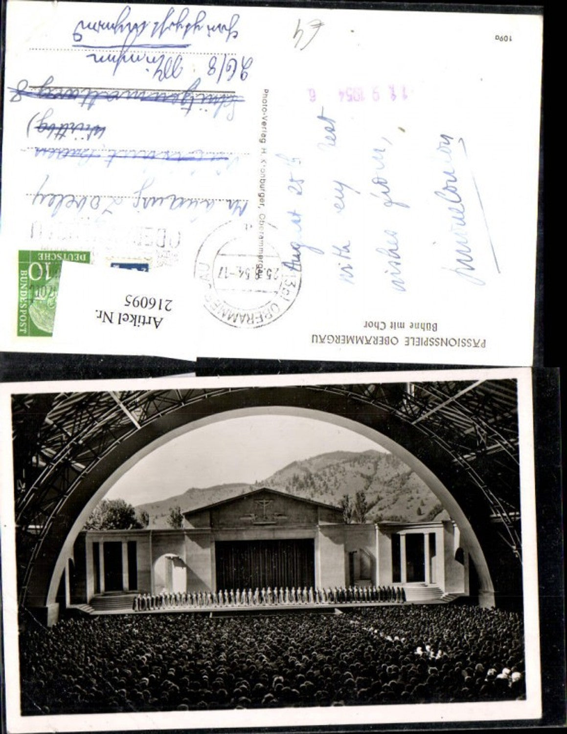 216095,Oberammergau Passionsspiele Ansicht Bühne m. Chor 1954