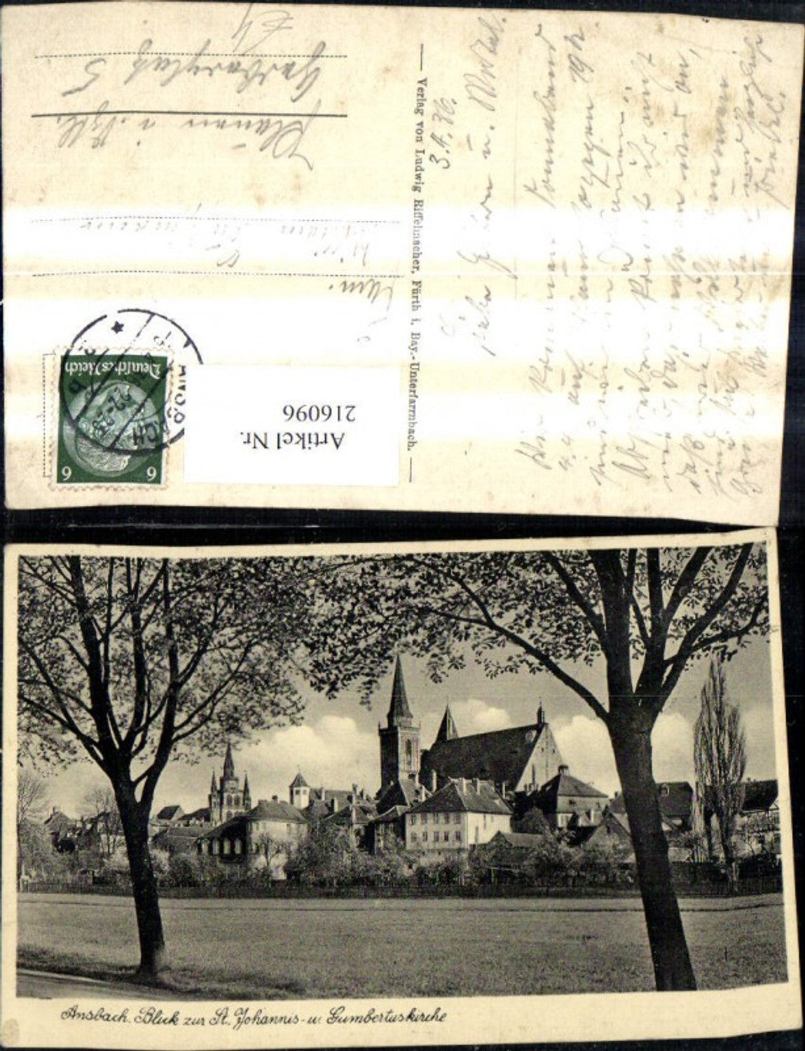 216096,Ansbach view from. St. Johannis and Gumbertus Church