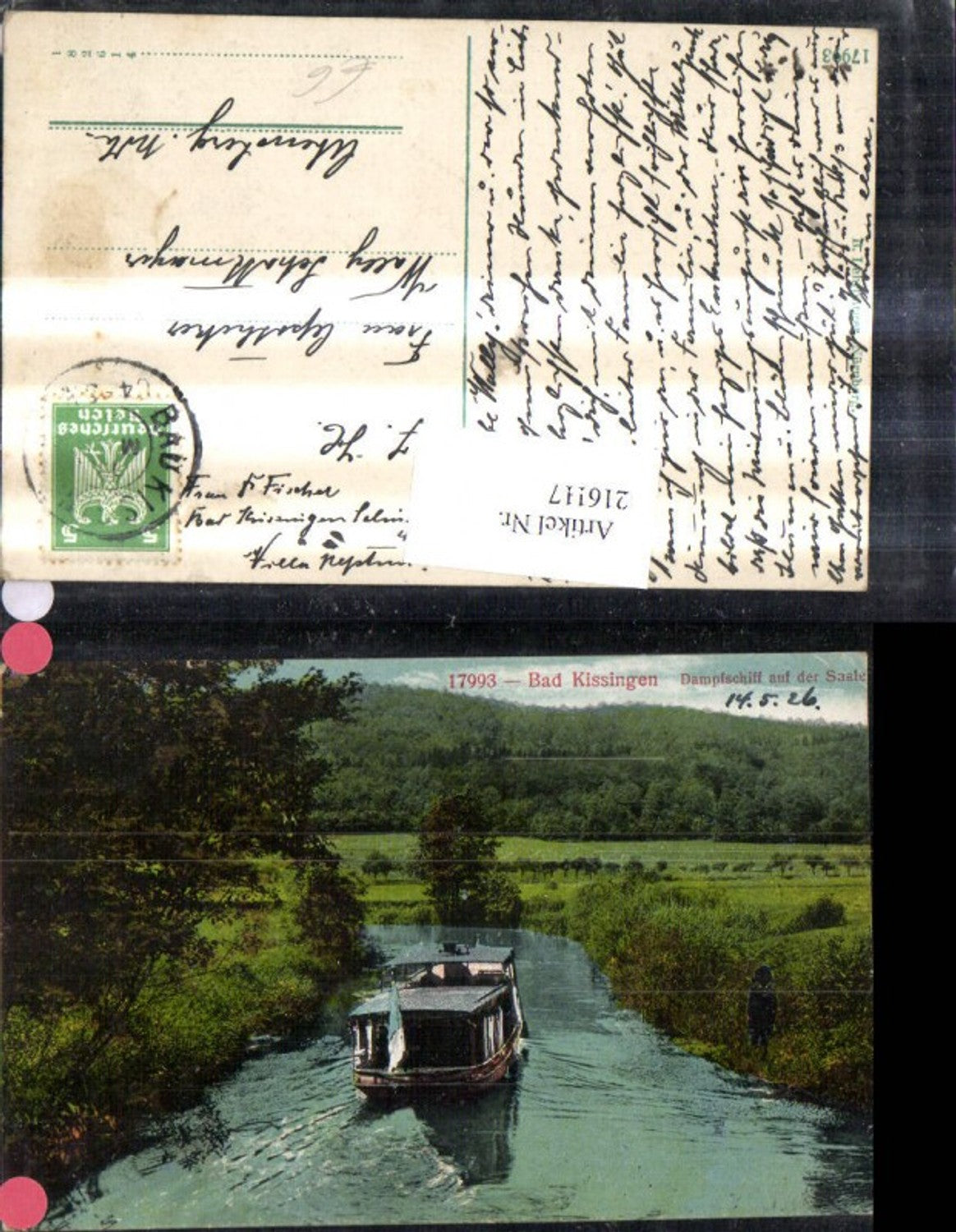 216117,Bad Kissingen Dampfschiff a. d. Saale 1926 Schiff