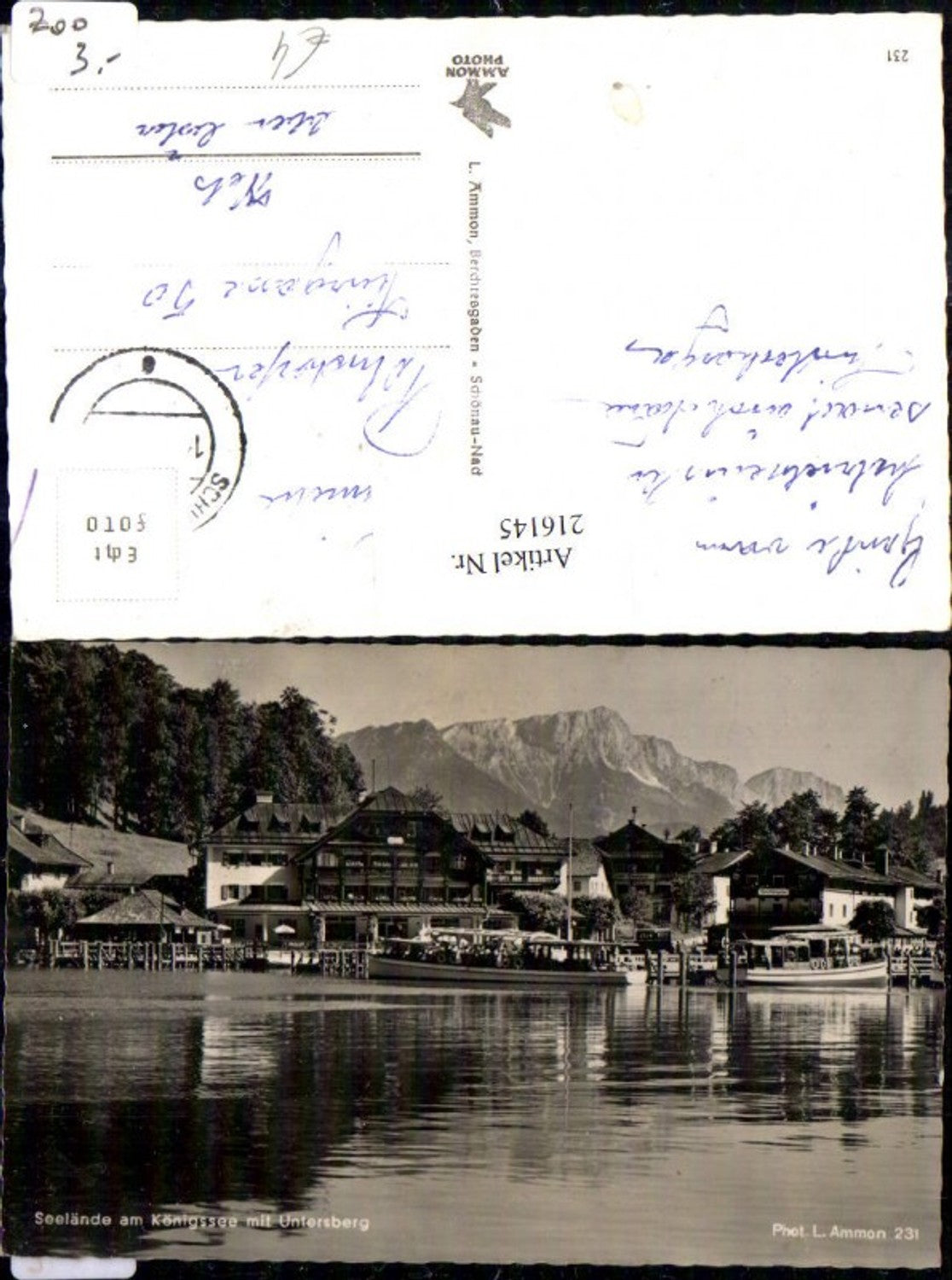 216145,Foto Ak Seelände a. Königssee m. Untersberg Schiffe