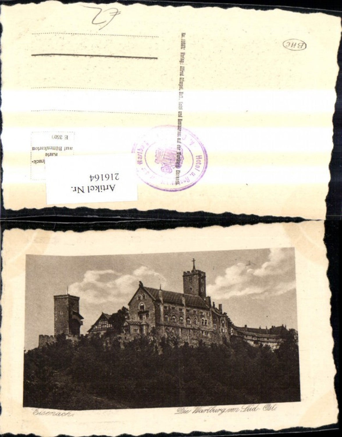 216164,Eisenach Wartburg Süd-Ost Präge Passepartout