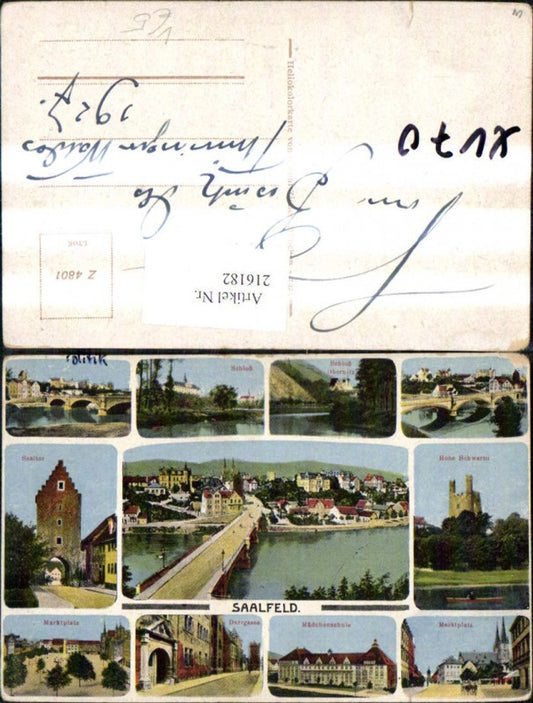 216182,Saalfeld Mehrbild Ak Schloß Saaltor Marktplatz pub Ottmar Zieher Z 4801
