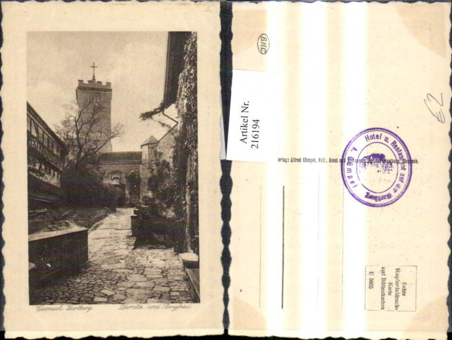 216194,Eisenach Wartburg Dirnitz Bergfried Präge Passepartout