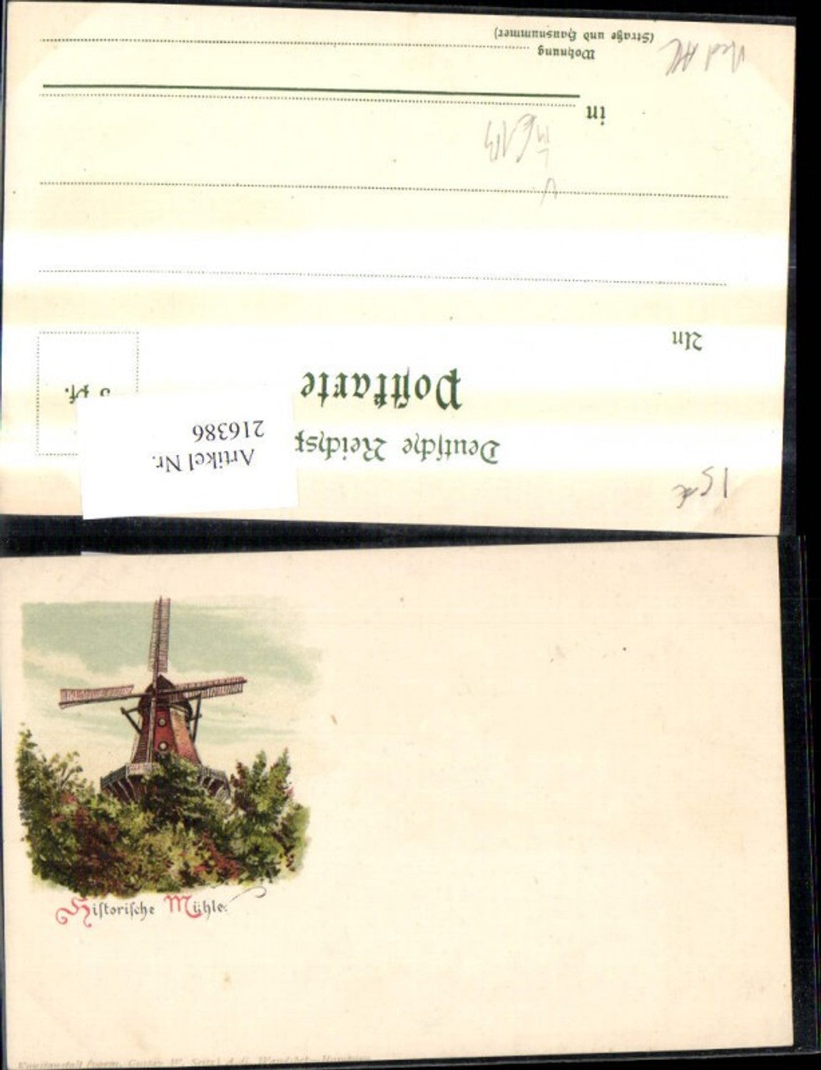 216386,Künstler Litho Windmühle Historische Mühle pub Wandshek