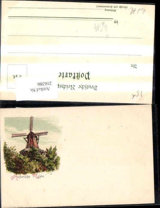 216386,Künstler Litho Windmühle Historische Mühle pub Wandshek