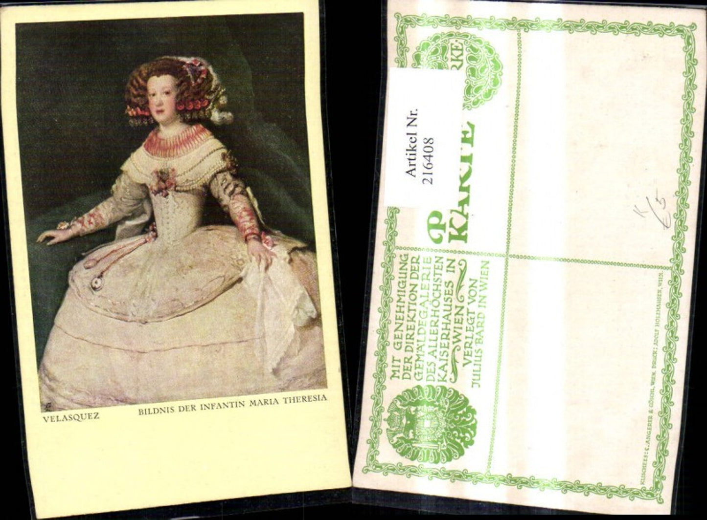 216408,Künstler Ak Velasquez Bildnis d. Infantin Maria Theresia