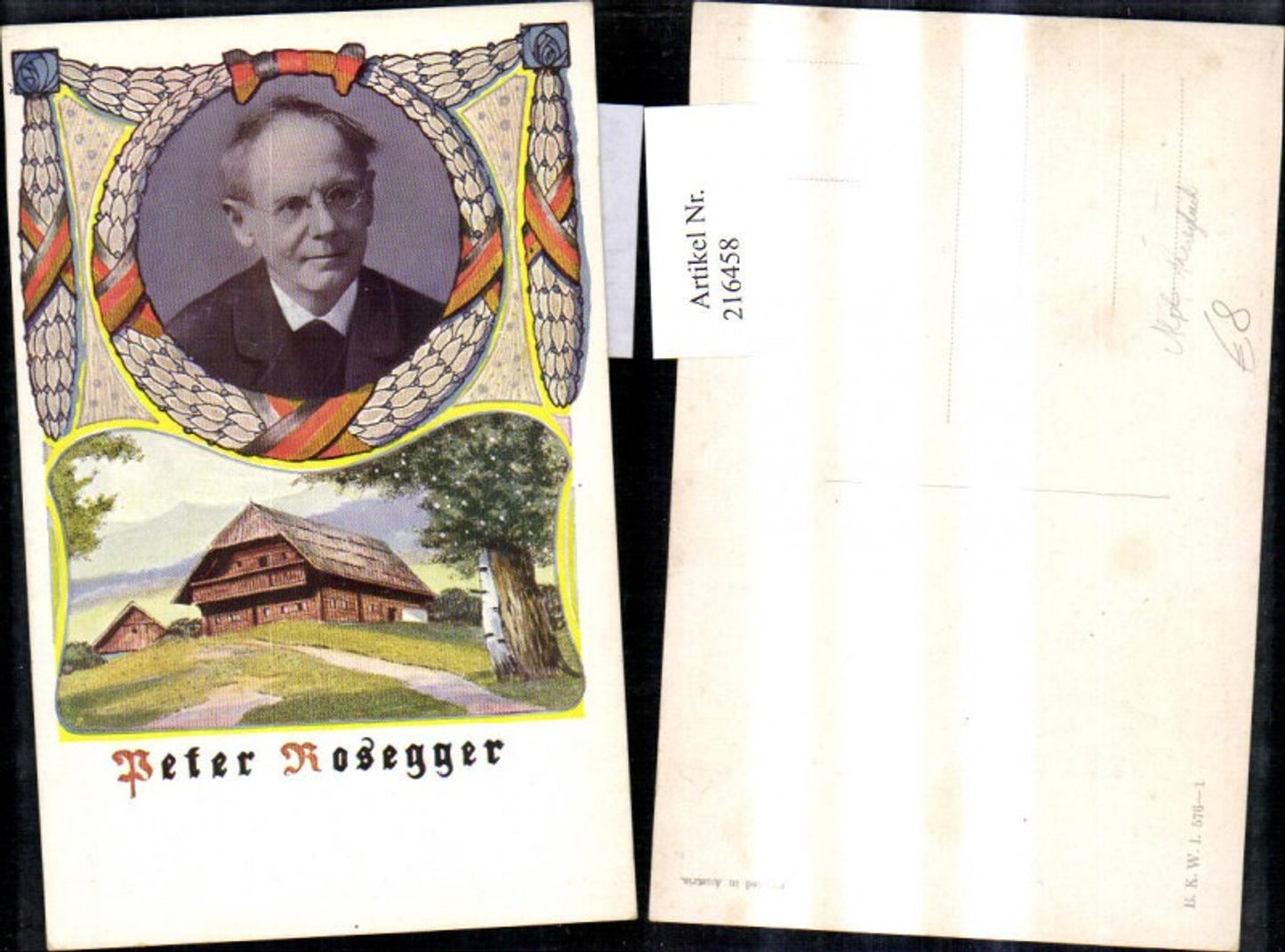 216458,Künstler Ak Peter Rosegger Portait Haus Alpl Krieglach