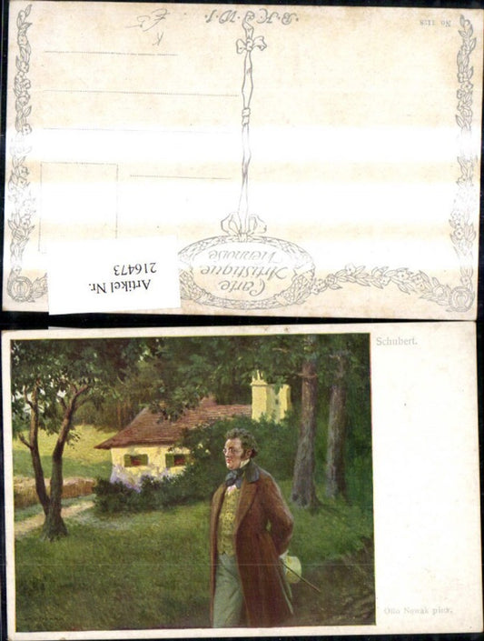 216473,Künstler Ak Otto Nowak Franz Schubert Spaziergang Haus Wald