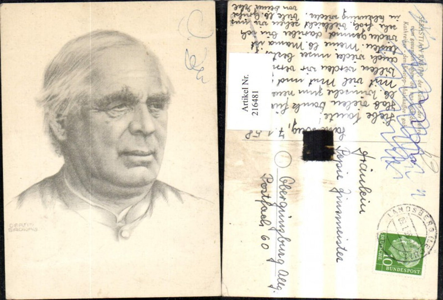 216481,Künstler Ak Radierung Growais Sebastian Kneipp Priester