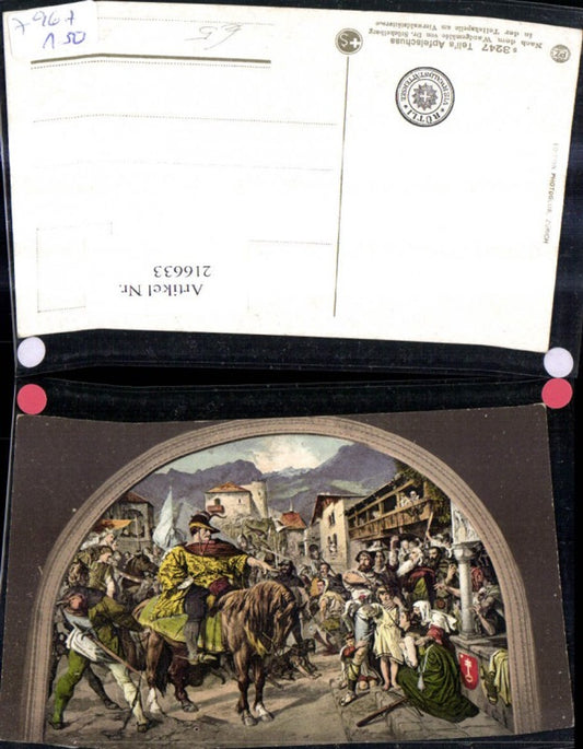 216633,Künstler Ak n. Wandgemälde Dr. Stückelberg Tells Apfelschuss Tellskapelle Vierwaldstättersee