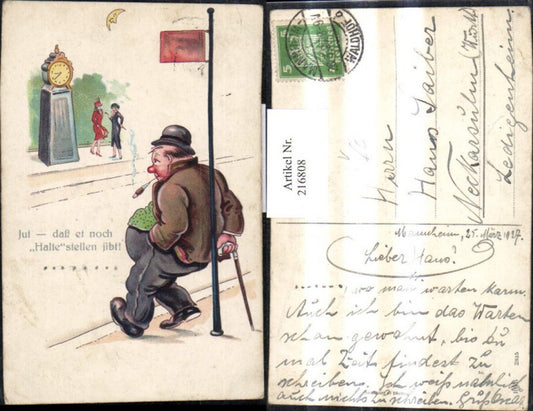 216808,Künstler Ak Trunkenbold Jut daß et noch Halte stellen jibt Spruch Scherz Humor pub HWB 2815