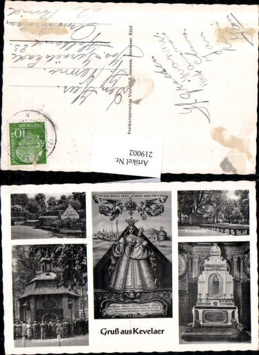 219002,Gruß aus Kevelaer Marienpark Gnadenkapelle Kapelle m. Innenansicht Kreuzbaum Mehrbildkarte