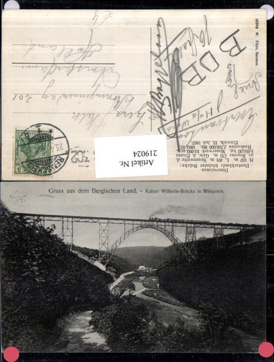 219024,Gruß aus d. Bergischen Land Kaiser Wilhelm-Brücke in Müngsten