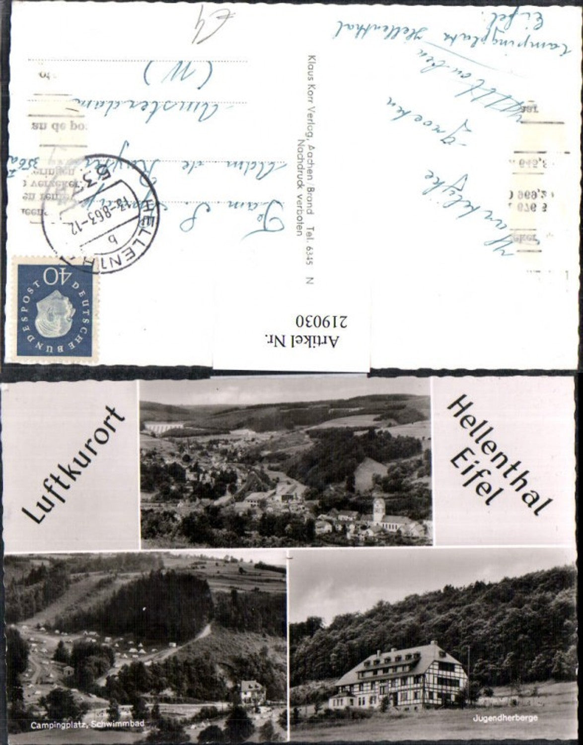 219030,Hellenthal i. d. Eifel Totale Jugendherberge Campingplatz Schwimmbad Mehrbildkarte