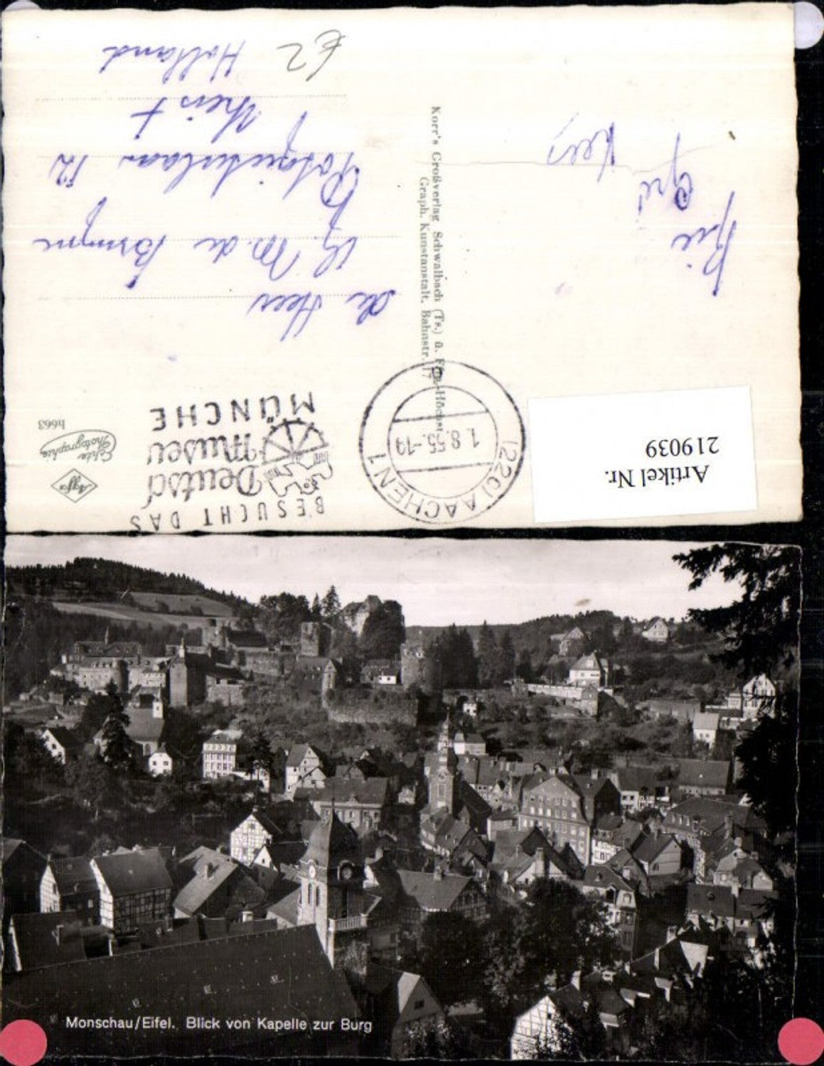 219039,Monschau i. d. Eifel Totale Blick v. Kapelle zur Burg