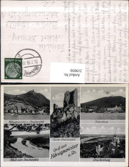 219050,Gruß aus Königswinter a. Rhein Totale Ruine Drachenfels Petersberg Drachenburg Mehrbildkarte