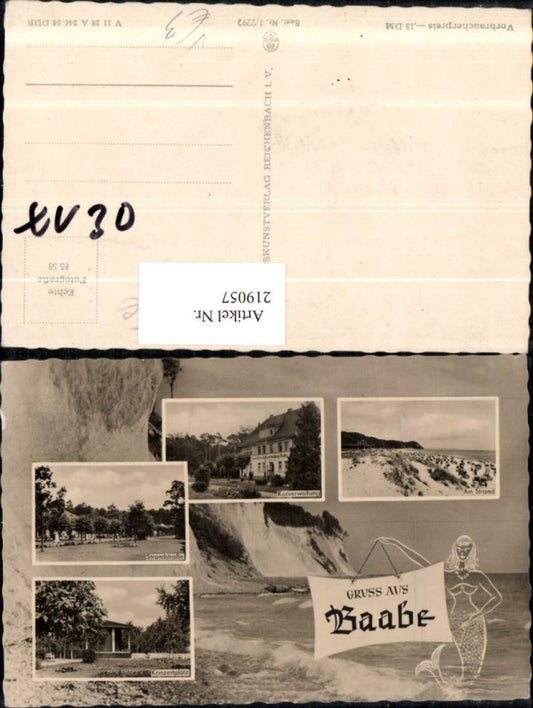 219057,Gruß aus Baabe Strand Kurverwaltung Strandstraße Konzertplatz Mehrbildkarte pub VEB Volkskunstverlag 1/2292