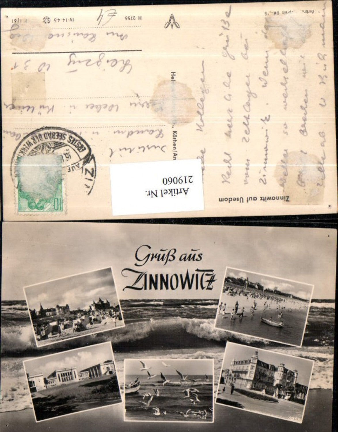 219060,Gruß aus Zinnowitz auf Usedom Strand Möwen Merhbildkarte