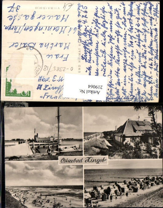 219064,Ostseebad Zingst Strand Strandkörbe Boot Mehrbildkarte