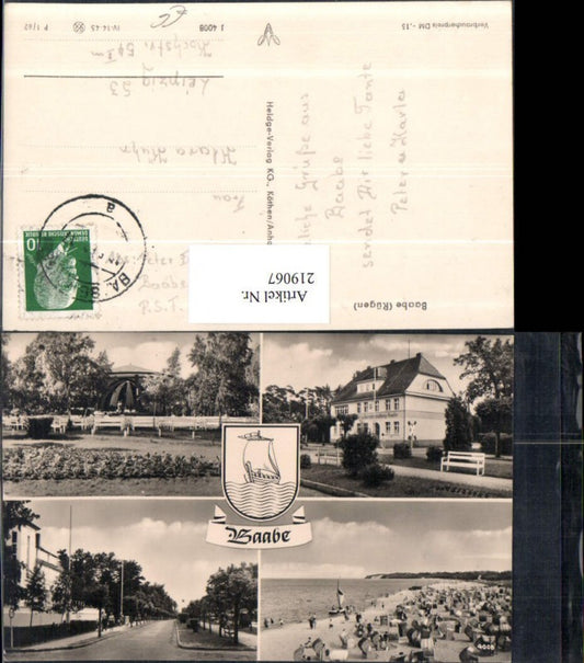 219067,Baabe Rügen Partie Kurverwaltung Strand Strandkörbe Straßenansicht Mehrbildkarte