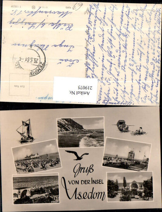 219075,Gruß von d. Insel Usedom Promenade Strand Strandleben Strandkörbe Mehrbildkarte