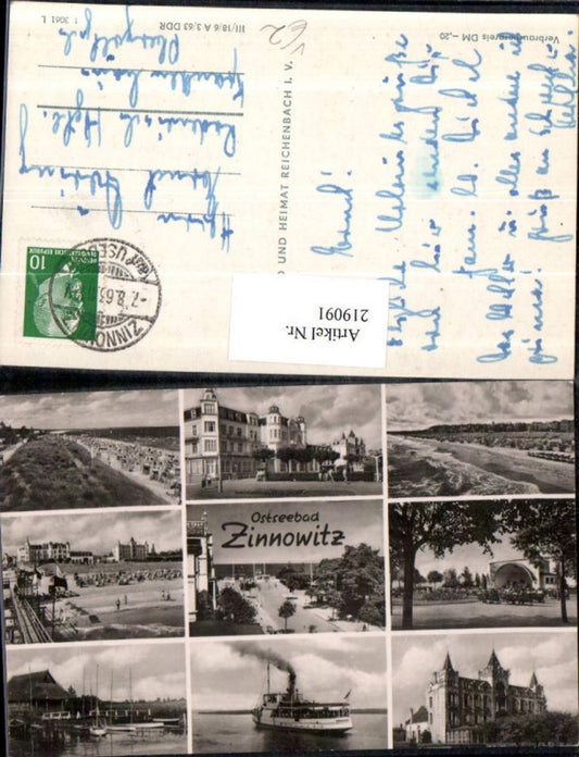 219091,Ostseebad Zinnowitz Strand Dampfer Gebäude Strandkörbe Promenade Mehrbildkarte pub VEB Bild u. Heimat 1/3061