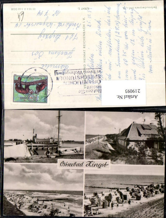 219093,Ostseebad Zingst Strand Strandleben Strandkörbe Boot Mehrbildkarte