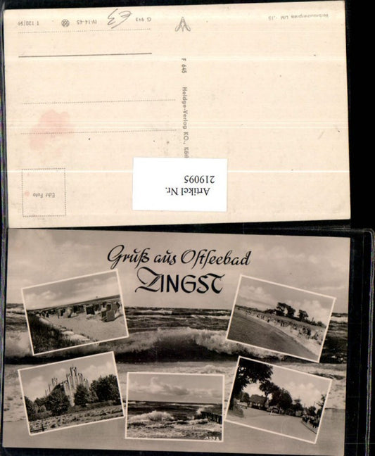 219095,Gruß aus Ostseebad Zingst Strand Strandleben Strandkörbe Wellen Straßenansicht Gebäude Mehrbildkarte