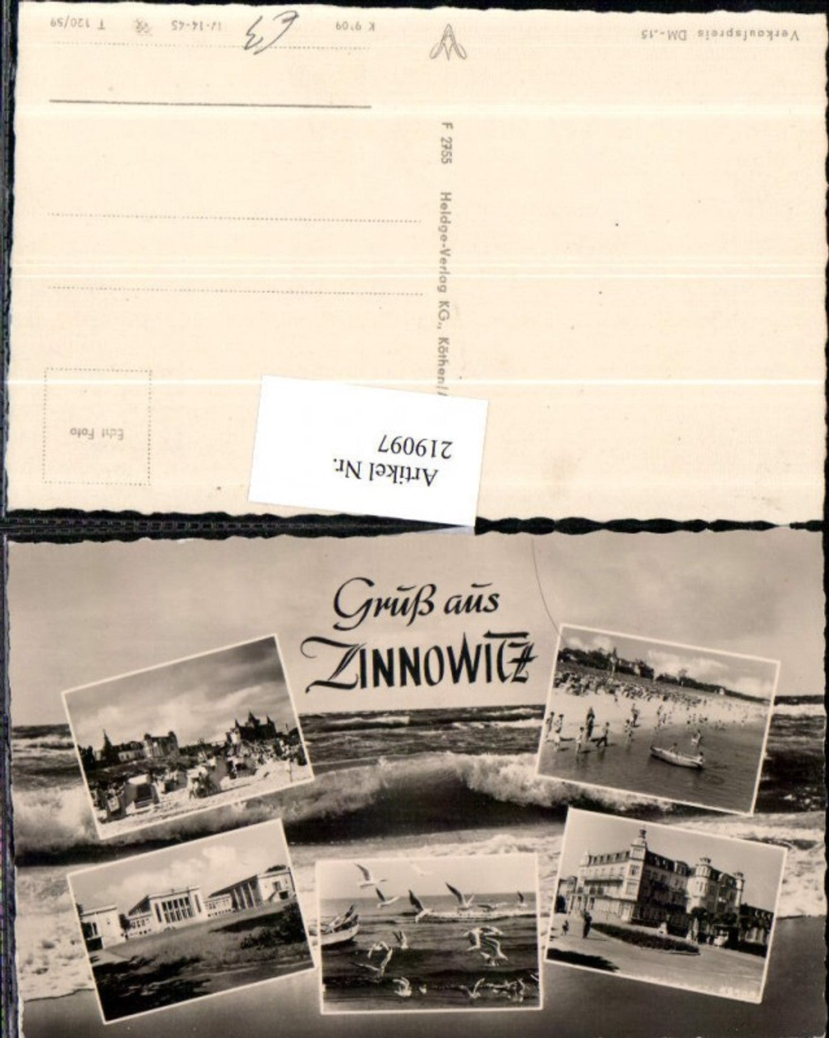 219097,Gruß aus Zinnowitz Strand Strandleben Möwen Gebäude Mehrbildkarte