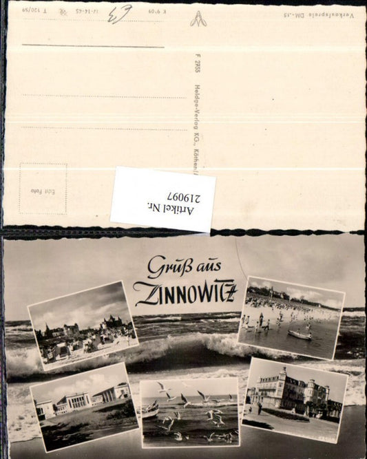 219097,Gruß aus Zinnowitz Strand Strandleben Möwen Gebäude Mehrbildkarte