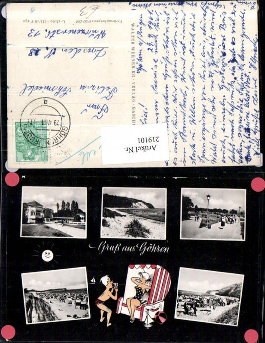 219101,Gruß aus Göhren Strand Strandleben Strandkörbe Partie Promenade Mehrbildkarte