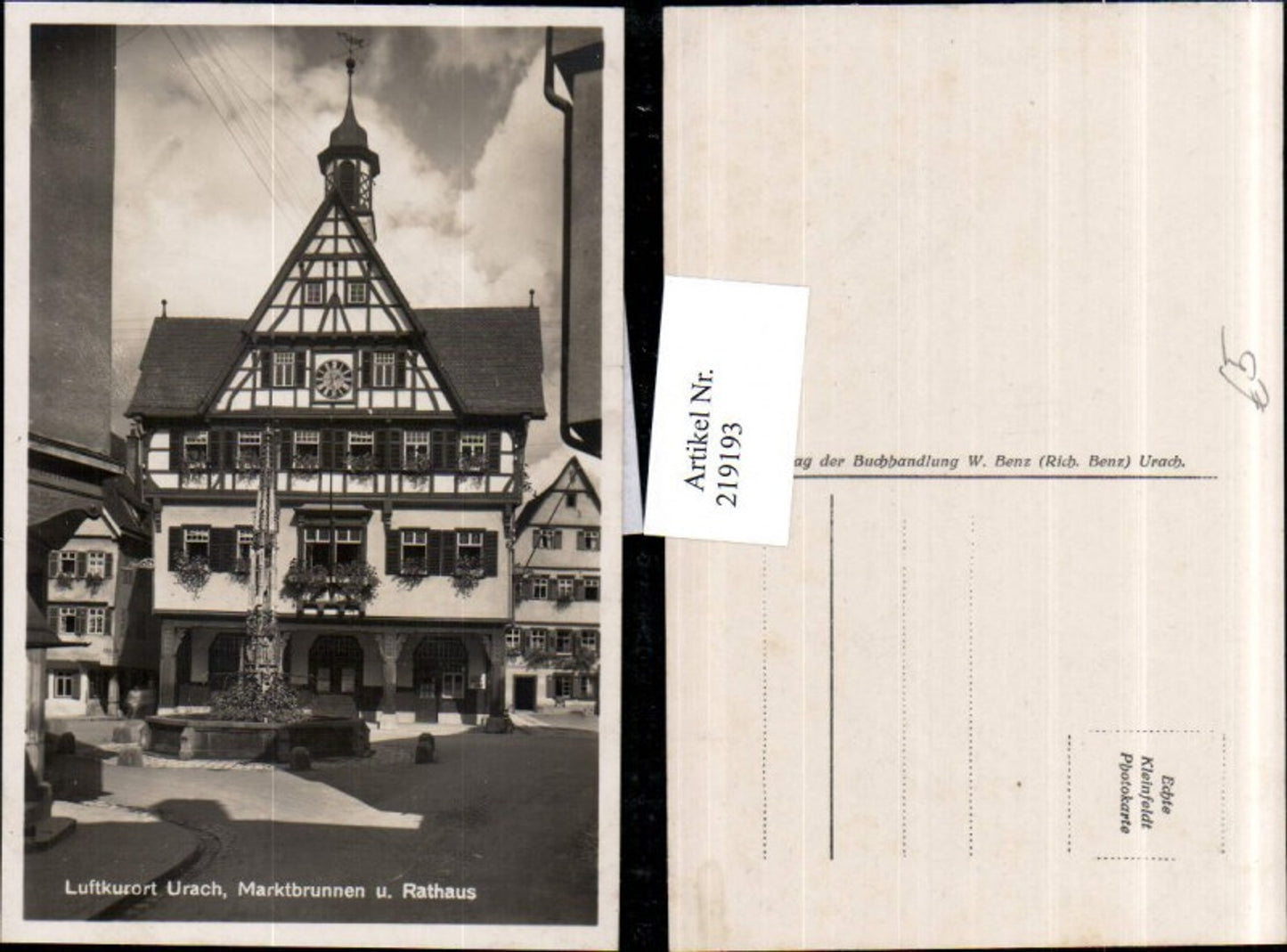 219193,Urach Marktbrunnen Brunnen u. Rathaus