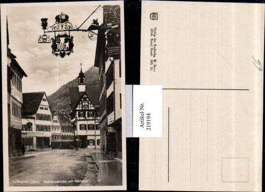 219194, Urach Wilhelmstraße with town hall street view
