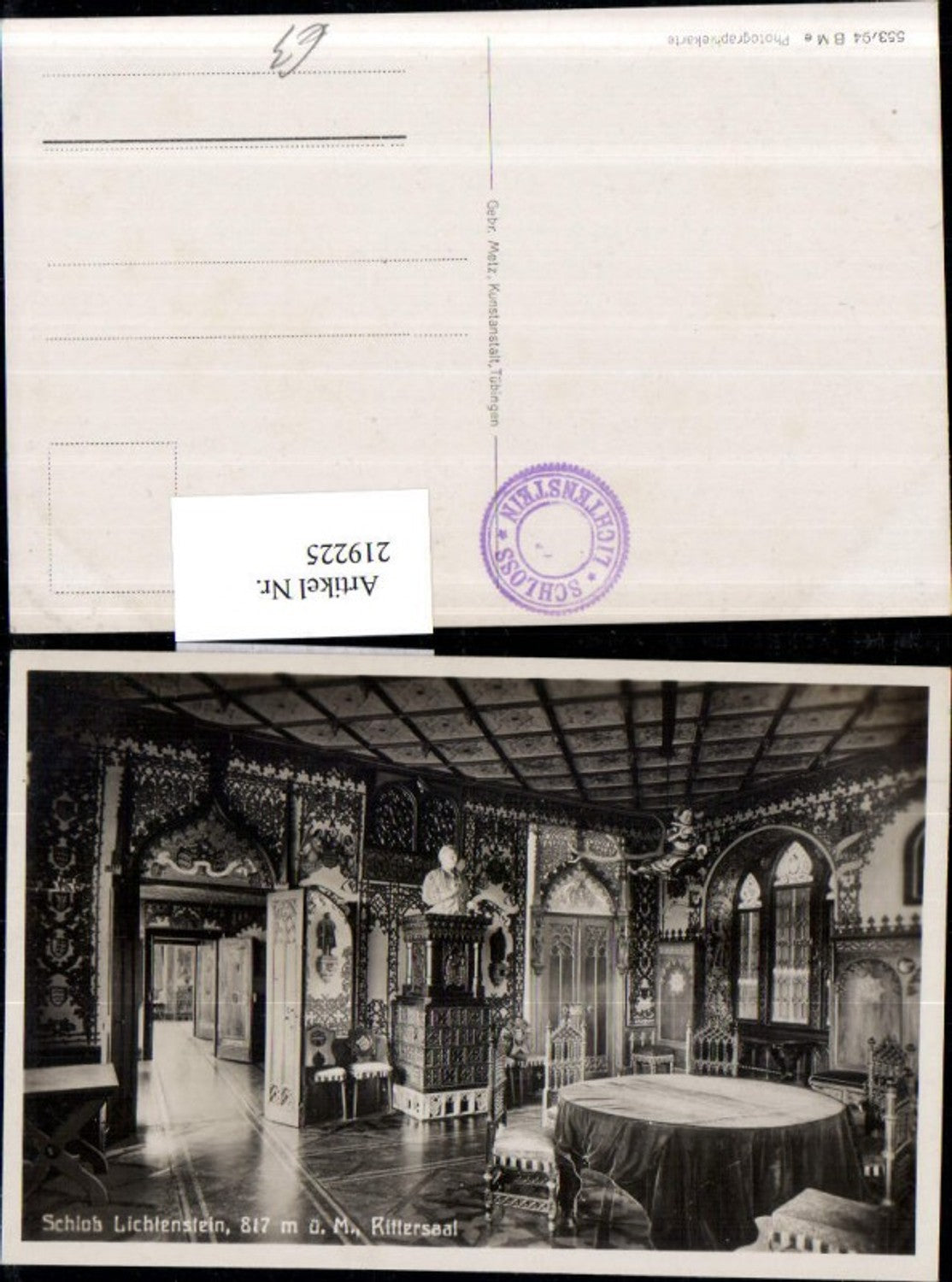 219225,Schloss Lichtenstein Rittersaal Innenansicht