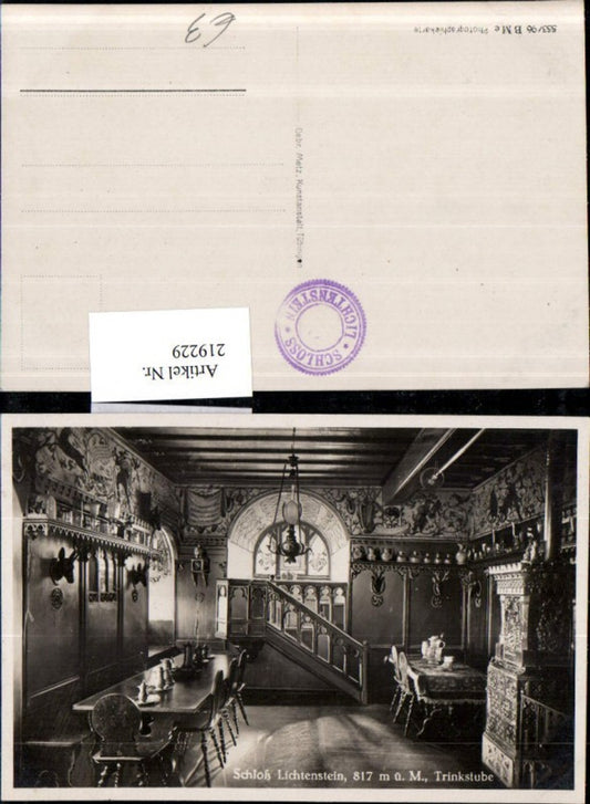 219229, Lichtenstein Castle Drinking Room Interior View