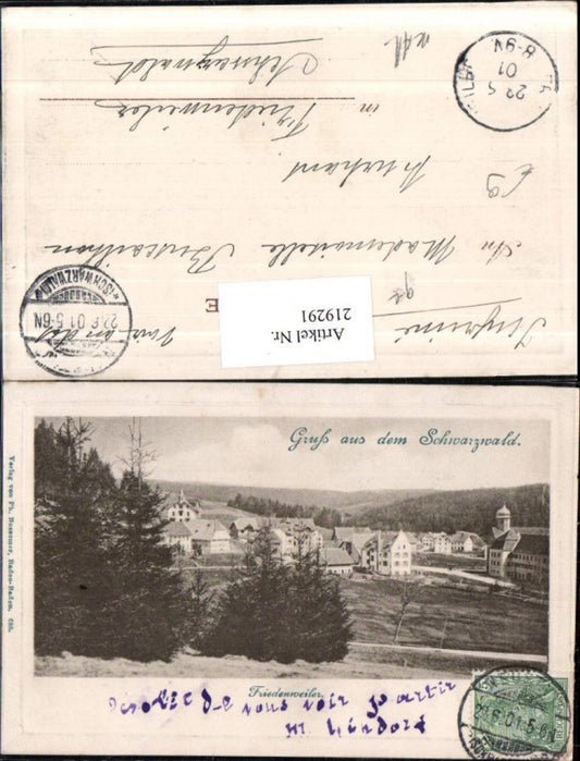 219291, embossed postcard, greetings from the Black Forest, Friedenweiler, partial view