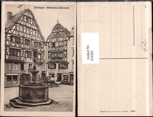 219302,Bernkastel Marktplatz m. Brunnen