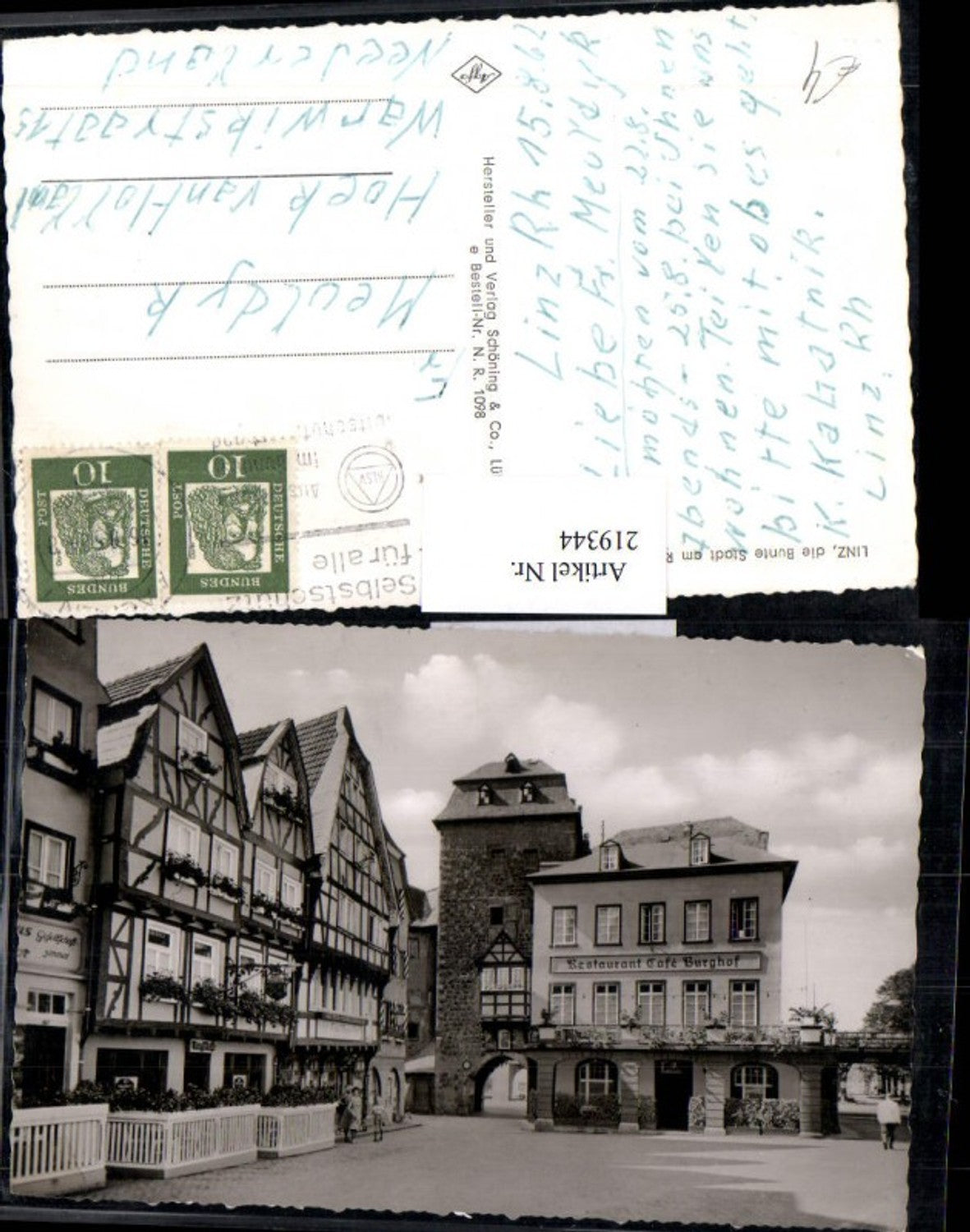 219344,Linz „die bunte Stadt a. Rhein“ Burgplatz Platz Restaurant Cafe „Burghof“