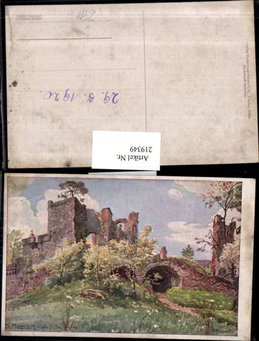 219349,Künstler AK A. Croissant Die Madenburg Burg b. Landau