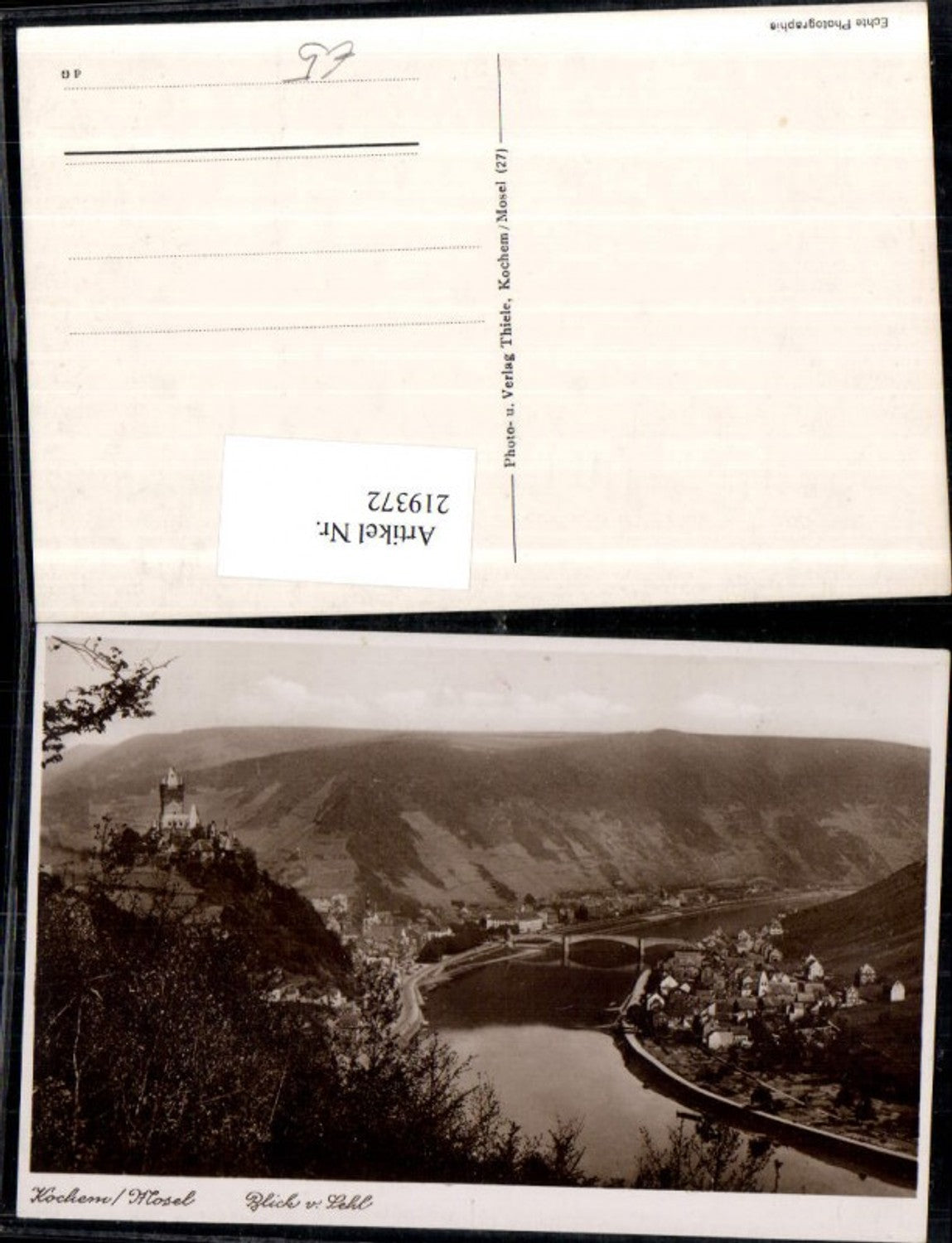 219372,Cochem a. d. Mosel Totale Blick v. Sehl