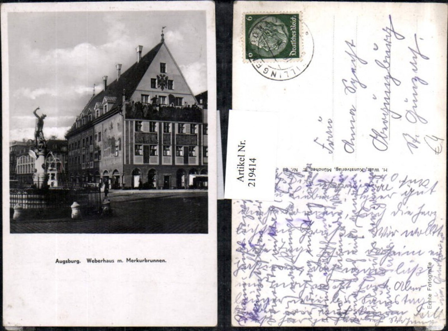 219414,Augsburg Weberhaus m. Merkurbrunnen Brunnen