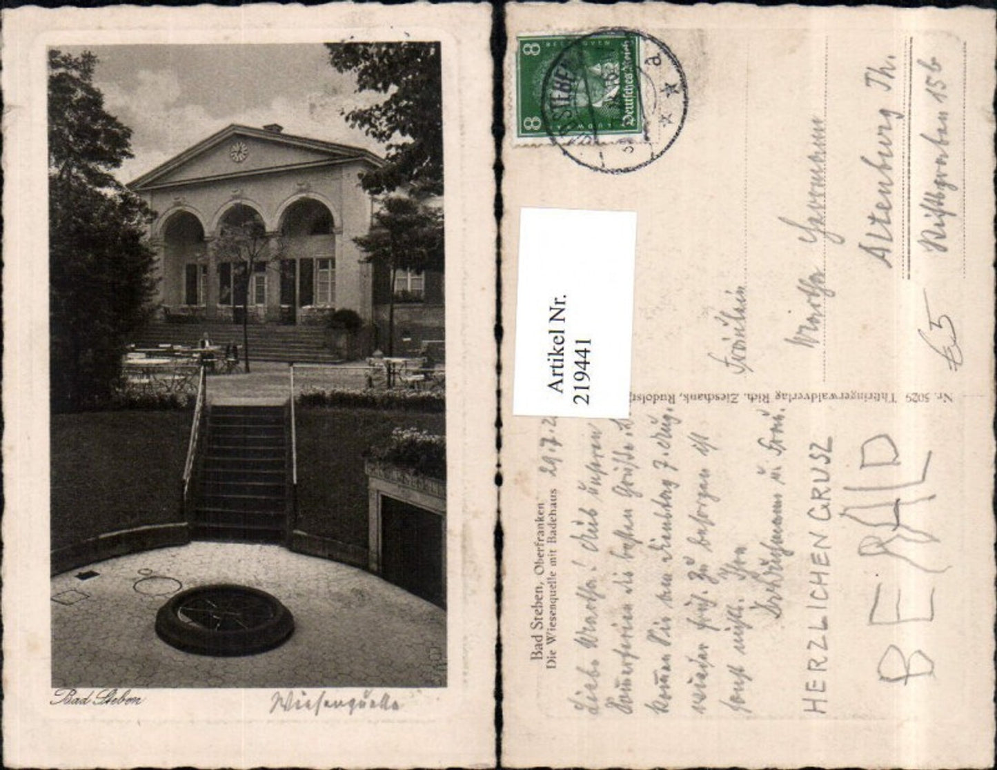 219441,Präge AK Bad Steben in Oberfranken Wiesenquelle m. Badehaus