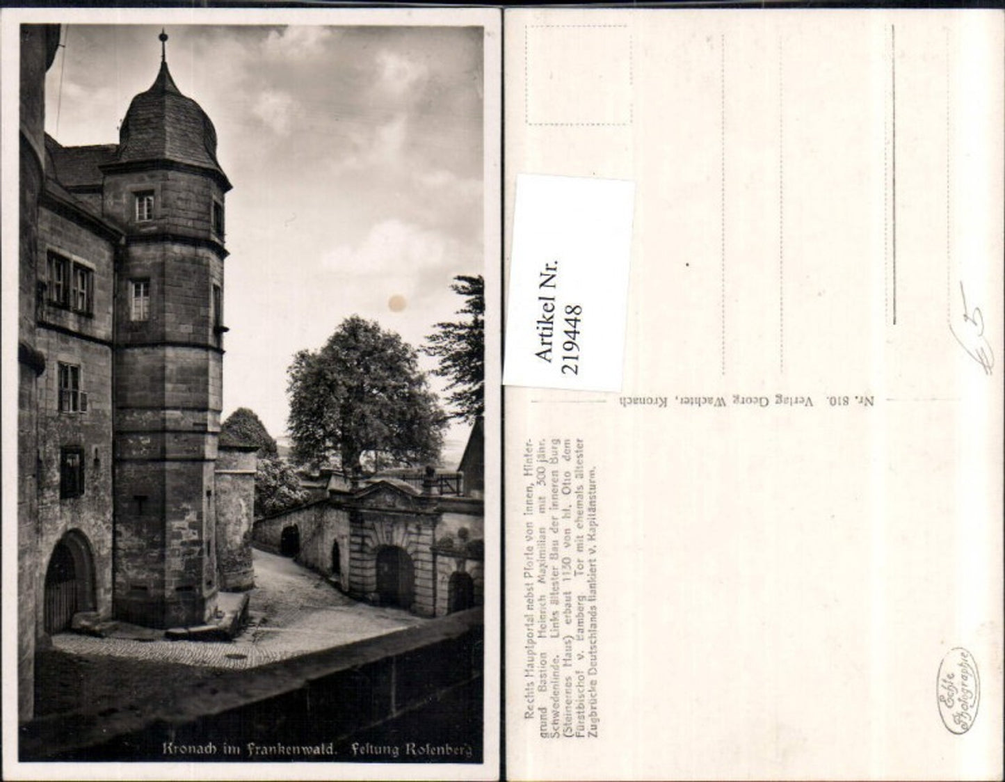 219448,Kronach im Frankenwald Festung Rosenberg