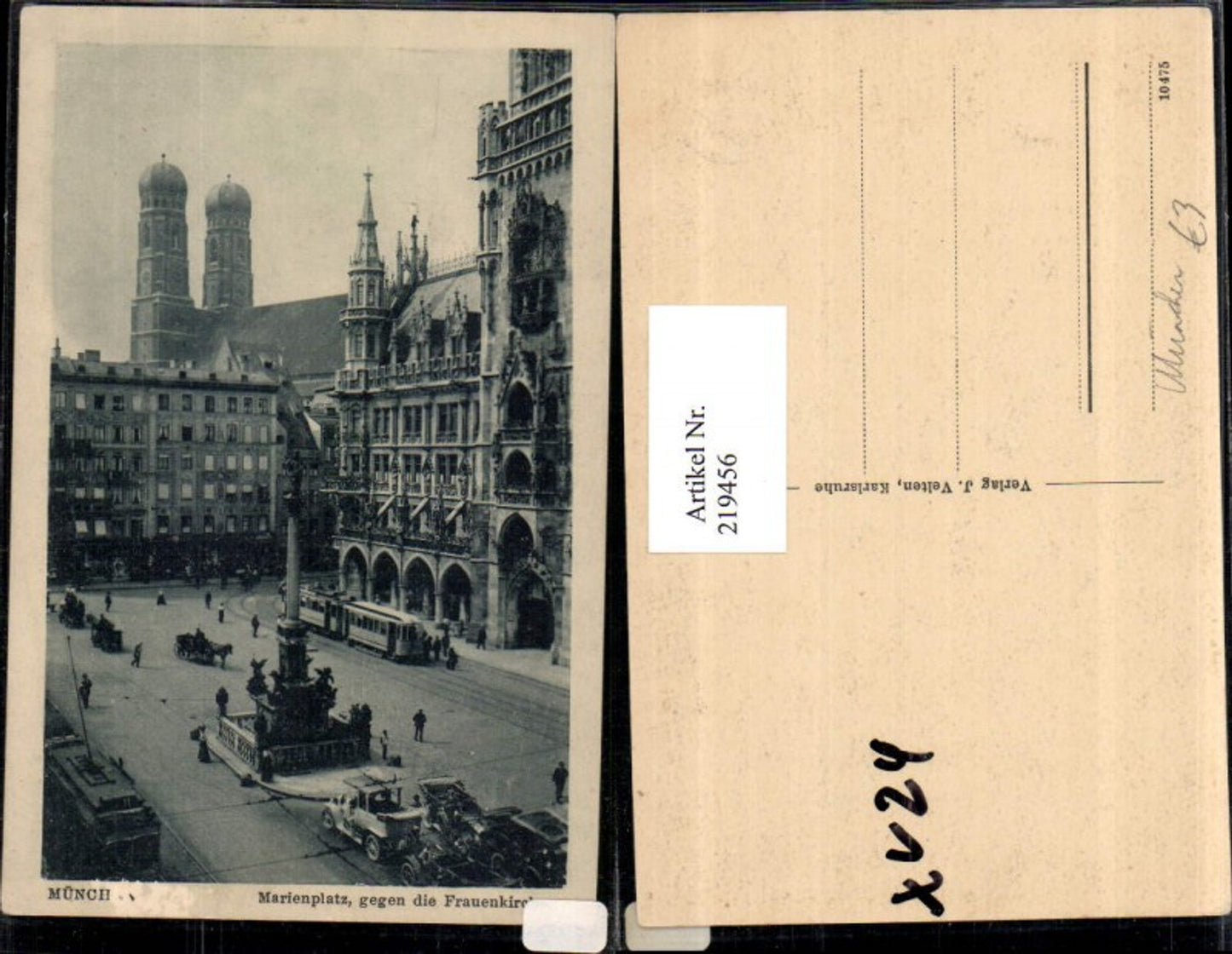 219456,München Marienplatz Platz geg. d. Frauenkirche Kirche Säule Rathaus